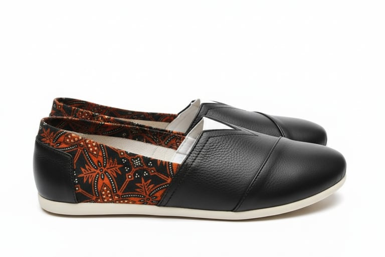 Casual Leather Slip On Shoes x Batik Sidomukti from Central Java