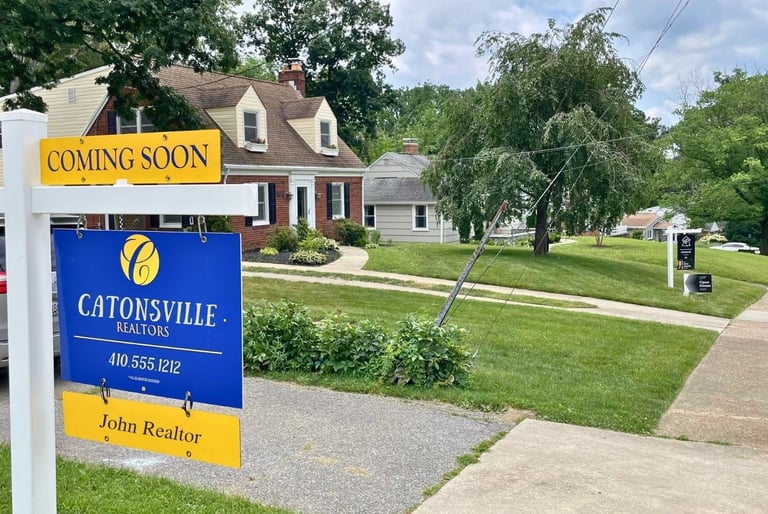 image showing multiple houses for sale on the same Catonsville street