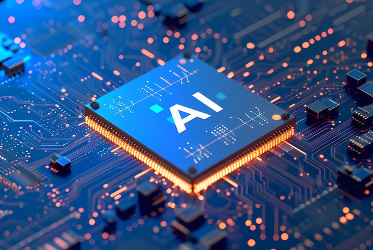 AI processor chip illustration representing artificial intelligence research papers.