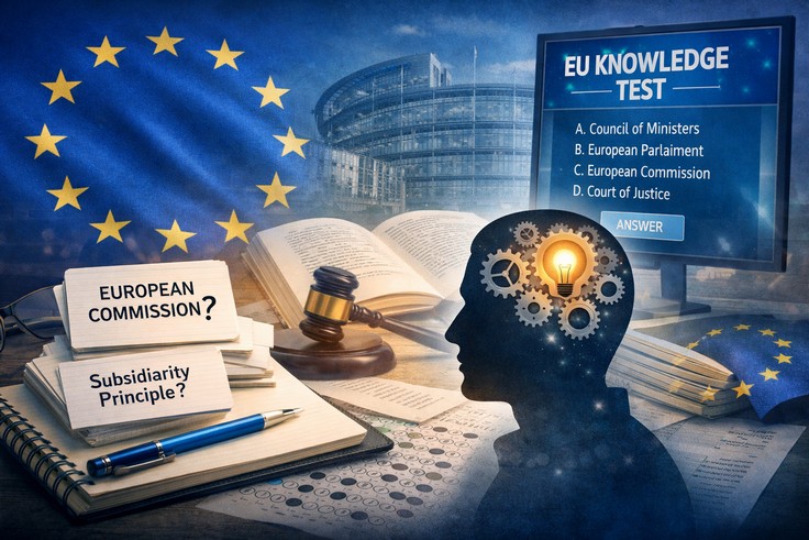 shadow of a student preparing for the EU Knowledge test