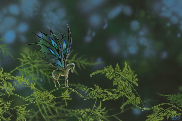 fairy foal on asparagus fern
