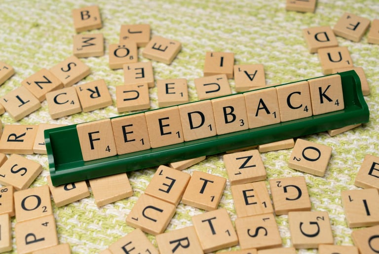 block letters forming word "feedback" symbolizing blog post for augusta precious metals customer reviews