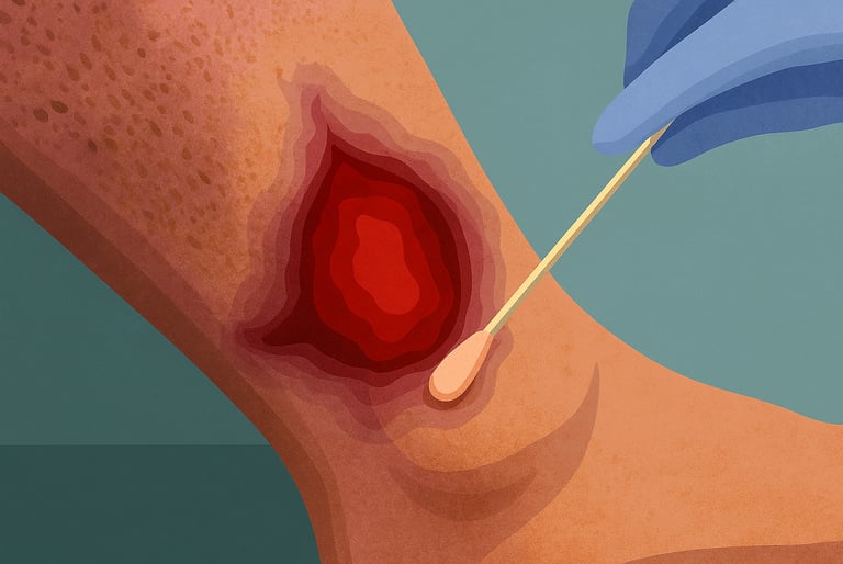 swabbing a chronic wound to test for protease