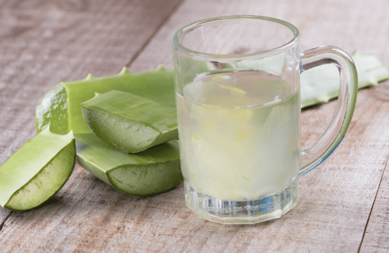 a glass of aloe vera juice 