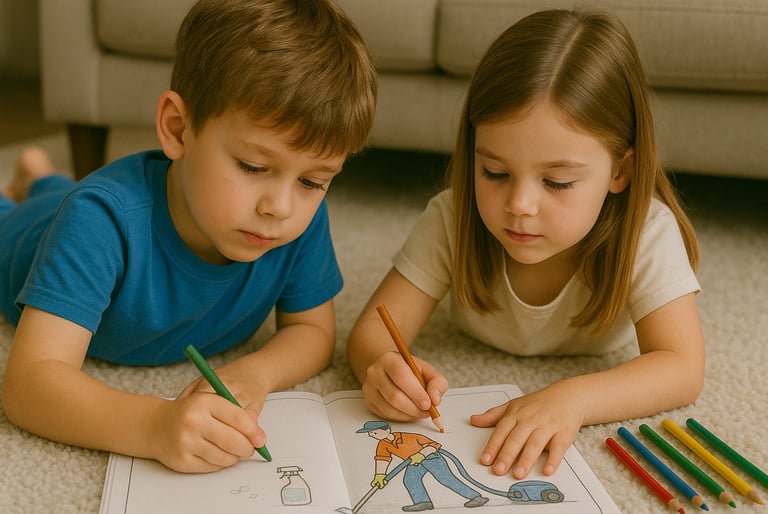 Boy and Girl Coloring on  King Organic Clean Coloring book