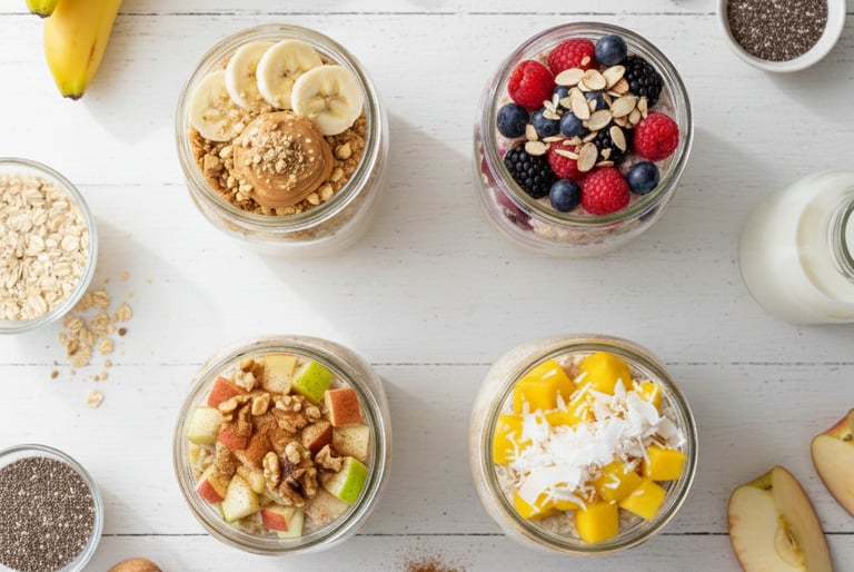 a variety of oats in jars