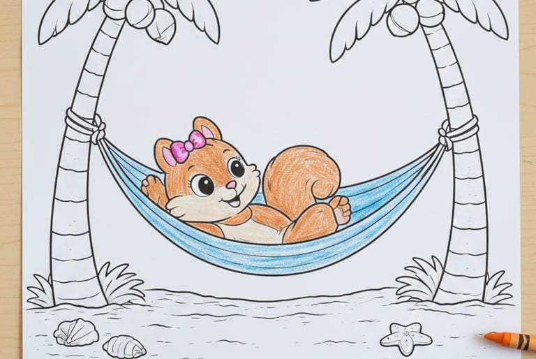 Malbuch Strandurlaub für Kinder – Elisa das Eichhörnchen