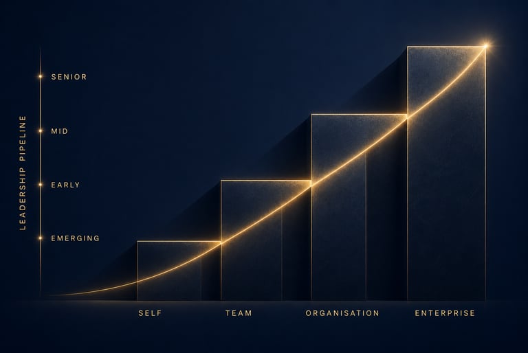Leadership pipeline growth chart showing career progression from emerging to senior roles.