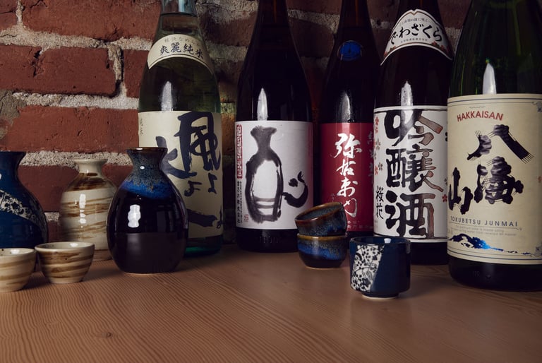 Five Bottles of Japanese Sake