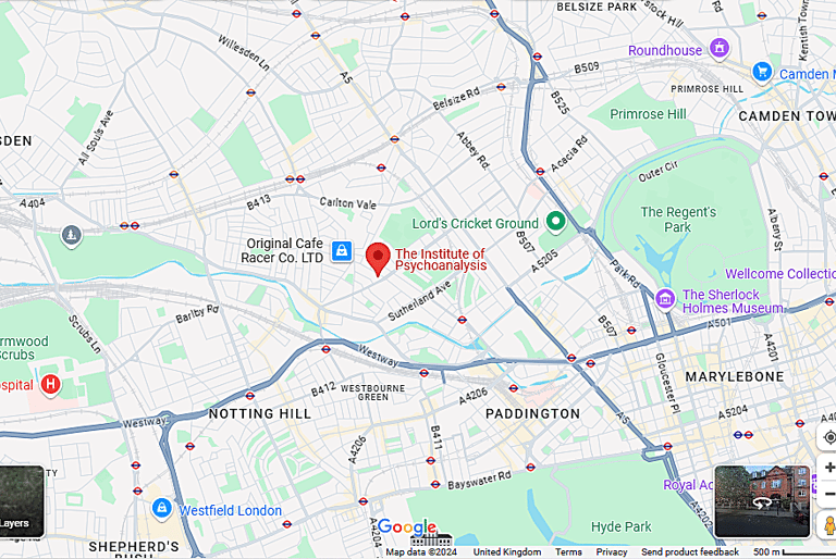 Map showing location of Institute of psychoanalysis.