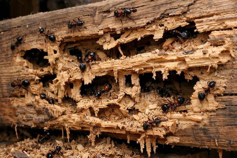 Dégats bois fourmis charpentières