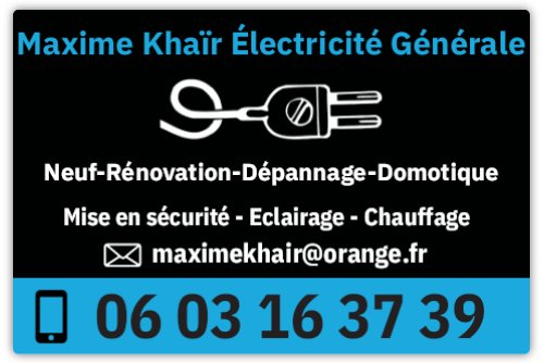 carte de visite maxime khair électricité générale 