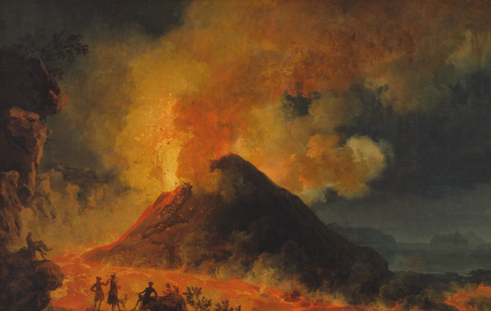 The Eruption of Vesuvius, A View of Naples Beyond by Pierre Jacques Volaire