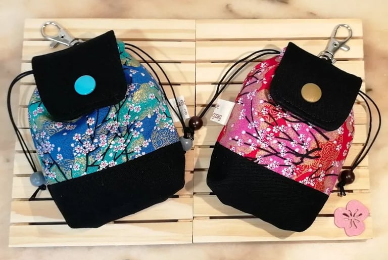 2 mini sacs en tissu japonais
