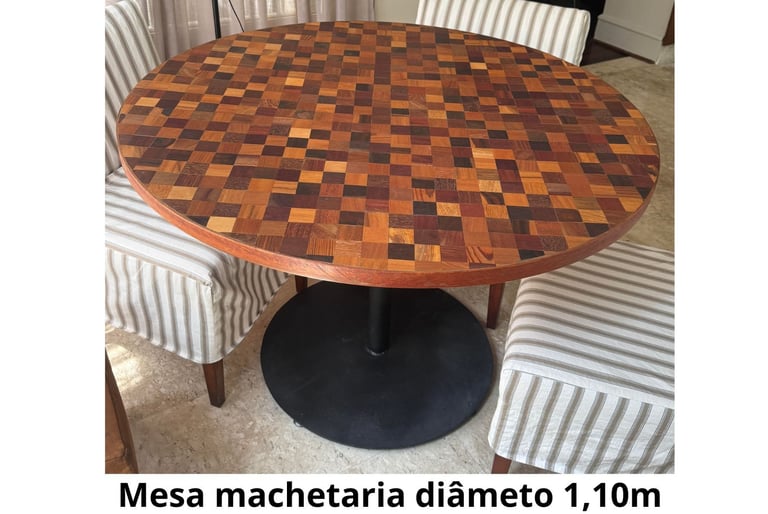 mesa em machetaria com 1,10 m de diametro