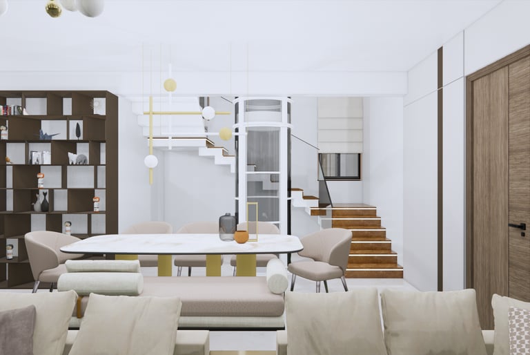 Spacious Greek-inspired living room with elegant interiors in Fortune Hestia