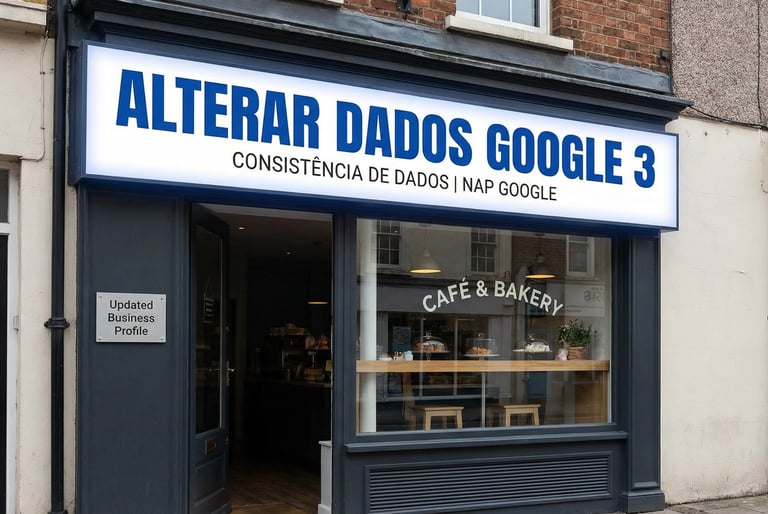 Fachada de loja com placa nova correspondendo à atualização no Google.