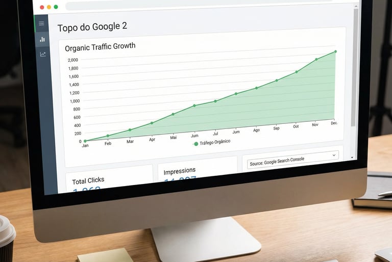 Gráfico de crescimento de tráfego orgânico em ferramenta de SEO.