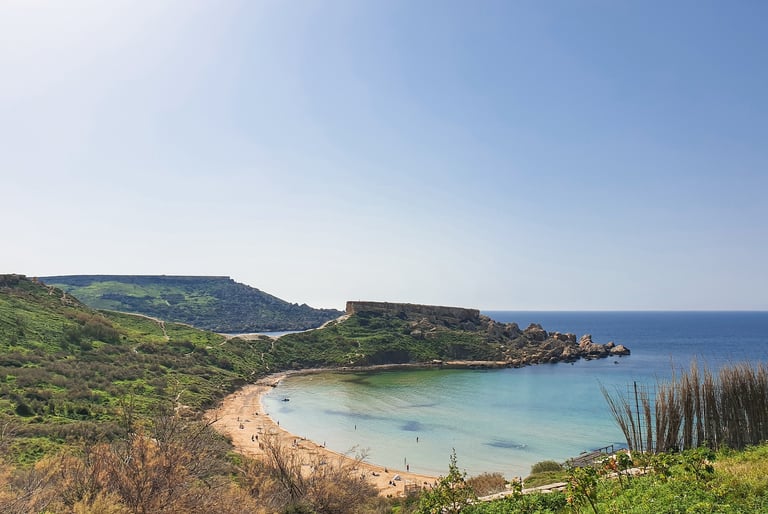 malta clay cliffs ghajn tuffieha riviera beach qarraba bay
