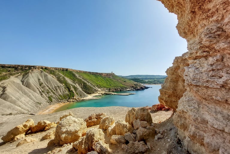 malta clay cliffs ghajn tuffieha riviera beach qarraba bay