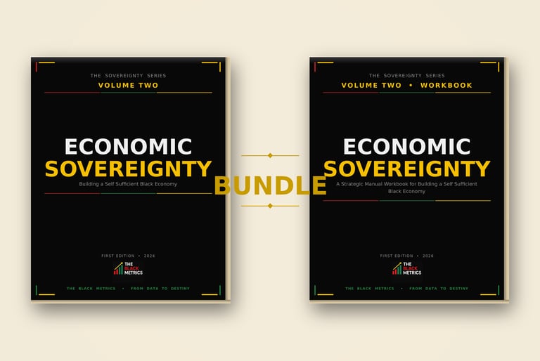 Economic Sovereignty Volume Two book and workbook bundle by The Black Metrics for building a self-sufficient economy.