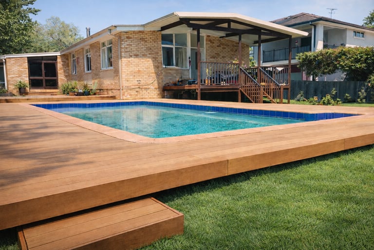 Forestville Pool Deck Install with Step