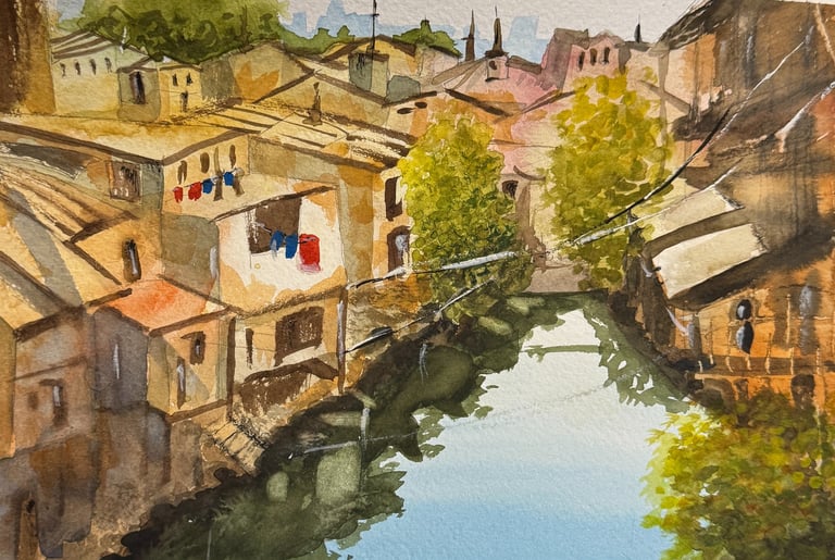 Aldeia Serenity by Dianaq.art - A vibrant Brazilian village scene. Discover calm, reflect on life