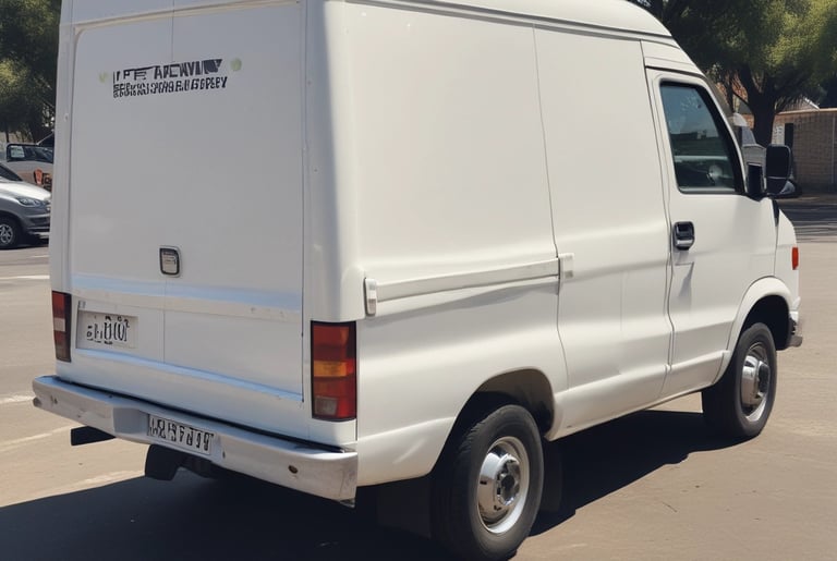 A delivery van parked outside a residential street in Kempton Park with parcels being loaded.