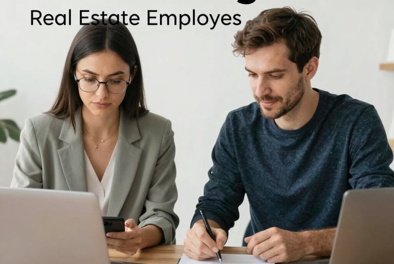 A happy candidate shaking hands with a recruiter after securing a real estate job