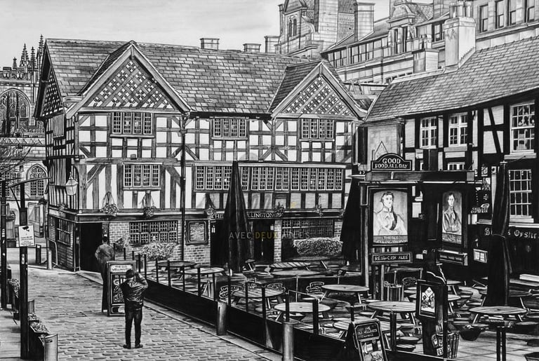 Dessin réaliste the Old Wellington à Manchester