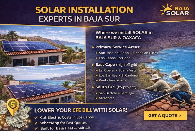 Service Areas: San José del Cabo, Cabo San Lucas, Los Cabos Corridor, East Cape (La Ribera, Buena Vista, Los Barriles