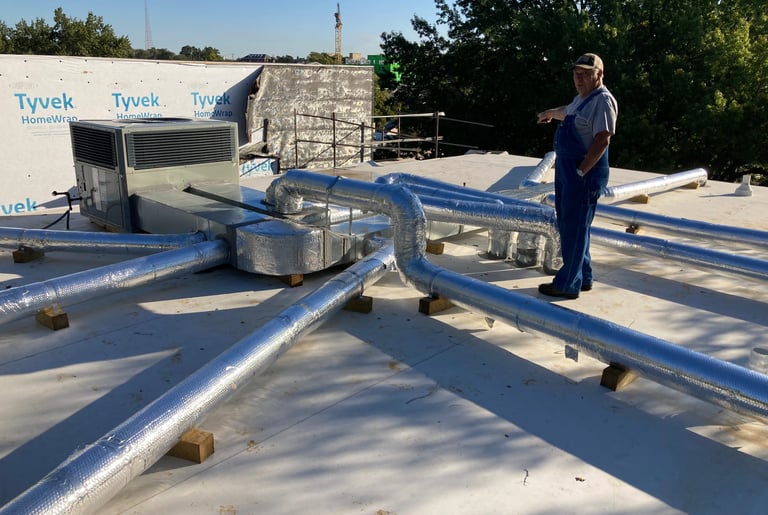 inexperienced installation of hvac on a commercial tpo flat roof in kansas city