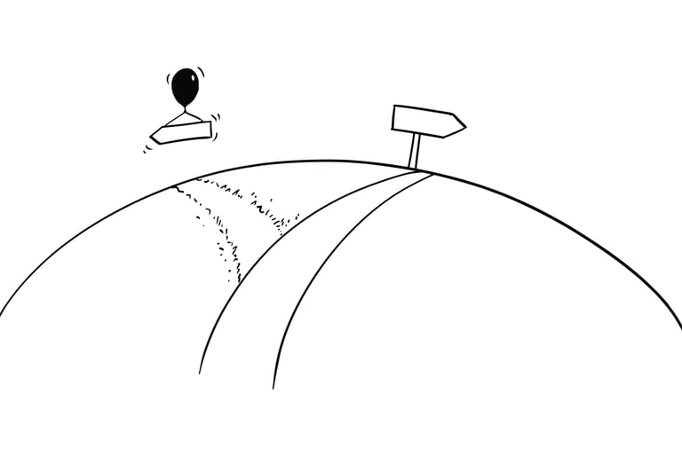 dessin une autre voie avec un ballon accroché sur une pancarte