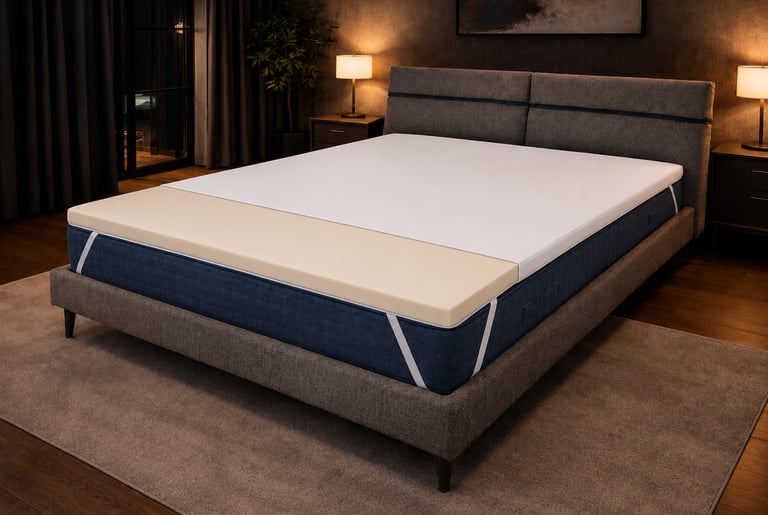 Spaccato topper materasso con lastra beige traspirante