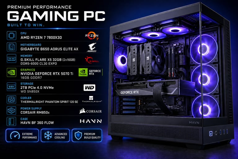 High-end custom gaming PC with RGB lighting built in Burlington VT