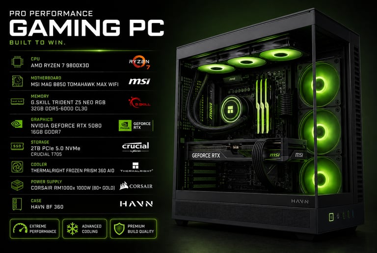 High-end custom gaming PC with RGB lighting built in Burlington VT