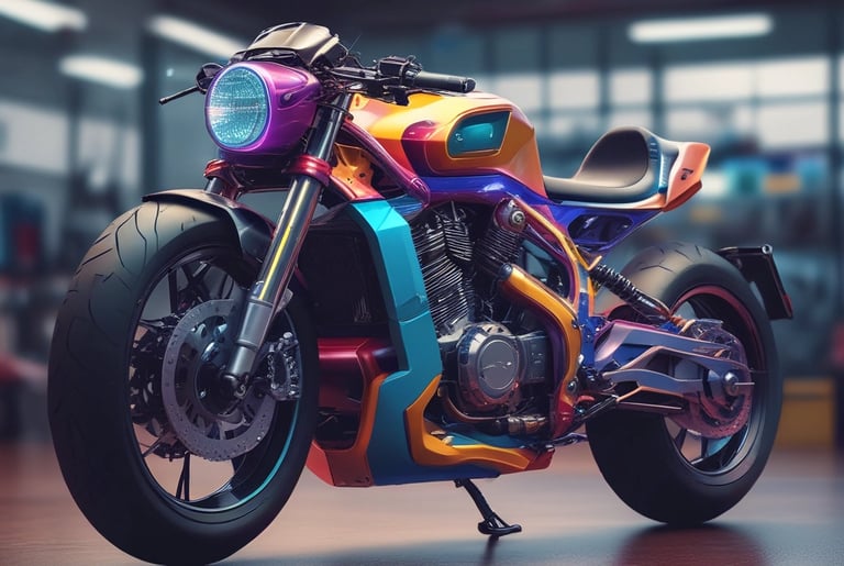 Sleek motorcycle parked on a scenic road with custom handlebars and mirrors