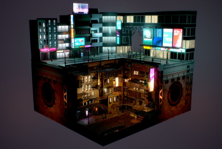 Cyberpunk City Diorama