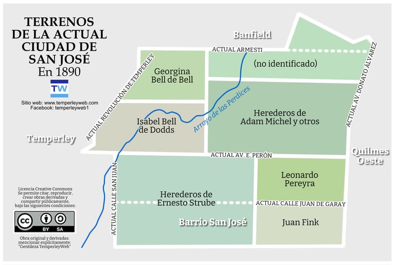 San Jose Temperley mapa historia