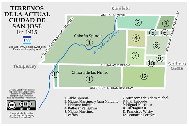San Jose Temperley mapa historia