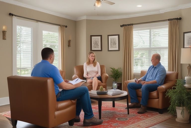 A professional conducting a detailed residential security assessment outside a contemporary home.