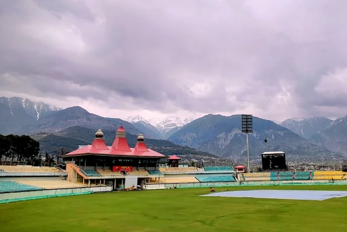 Dharamshala cricket stadium in Himachal Pradesh.