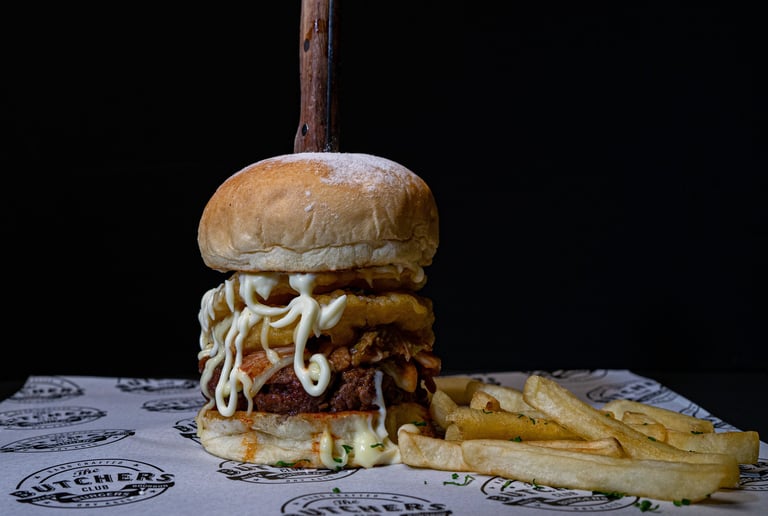 Wu-tang style sweet potato dry aged beef patty Best Steak Seminyak