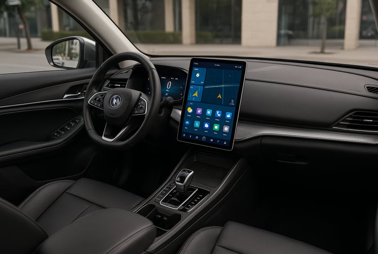 Interior do BYD Song Pro com painel e central multimídia em destaque