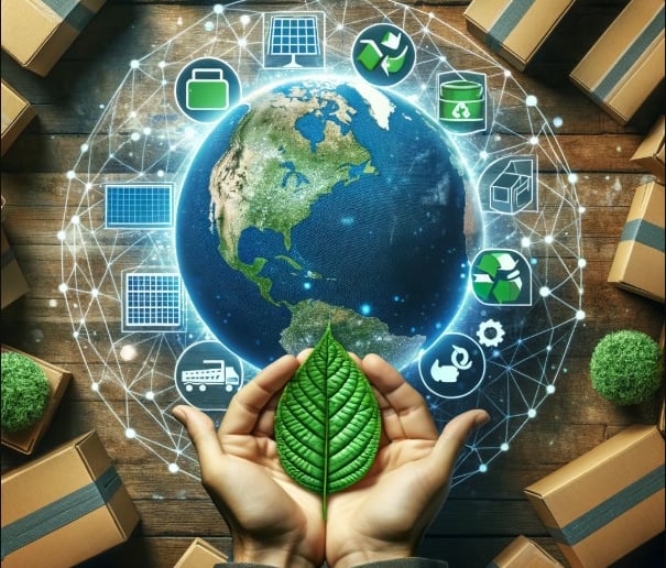 imagem do globo com algums elementos da natureza voltado a sustentabilidade 