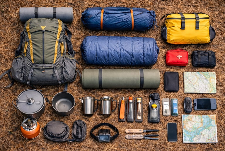 Para o acampamento, organize tudo em categorias