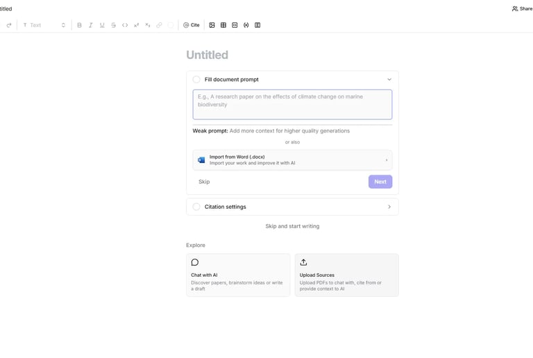 Jenni AI warning message showing autocomplete limit reached and upgrade options for Plus and Pro pla
