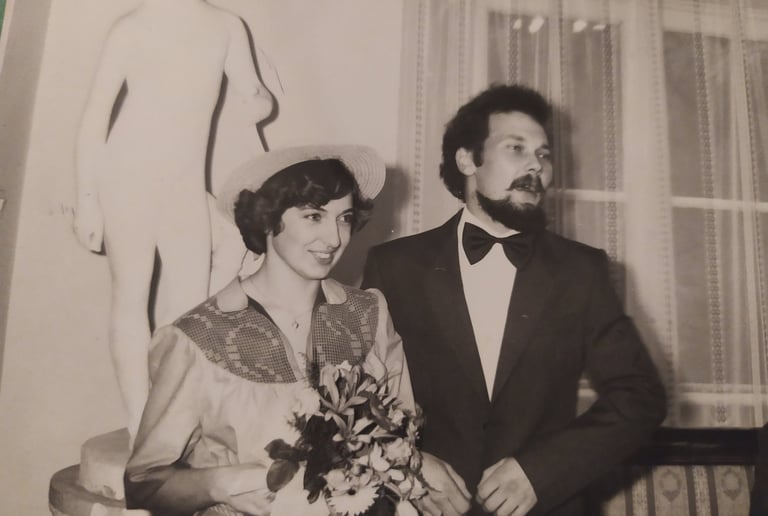 A man and woman on their wedding day