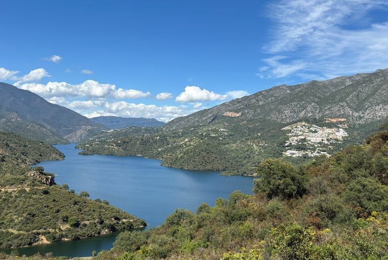 Lake, mountains and blue sky