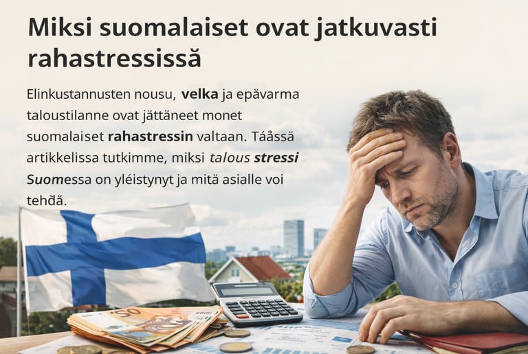 Miksi yhä useammat suomalaiset kokevat rahastressiä? Lue, miten elinkustannukset, velka ja taloudell